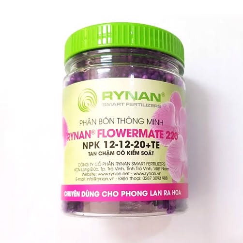 PHÂN BÓN THÔNG MINH TAN CHẬM CÓ KIỂM SOÁT RYNAN FLOWERMATE 220 NPK 12-12-20+TE, CHUYÊN DÙNG CHO HOA PHONG LAN LÚC NGỦ NGHỈ VÀ RA HOA