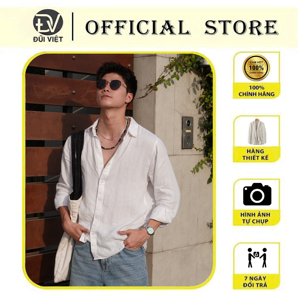 Sơ Mi Nam Đũi Linen Màu Trắng Đi Biển Đũi Việt MS08