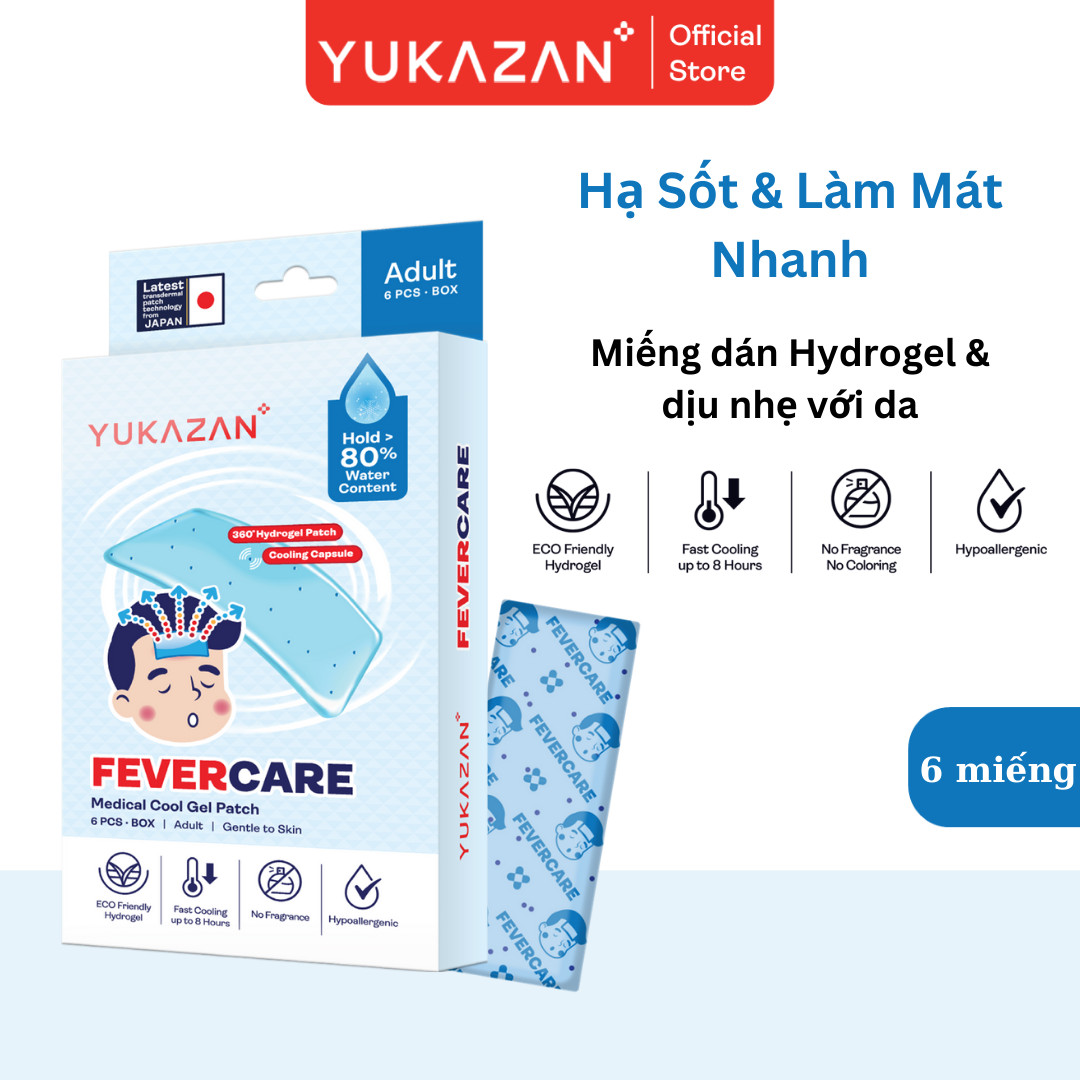 Miếng dán hạ sốt, giảm nhiệt Yukazan cho người lớn - Hộp 6 miếng