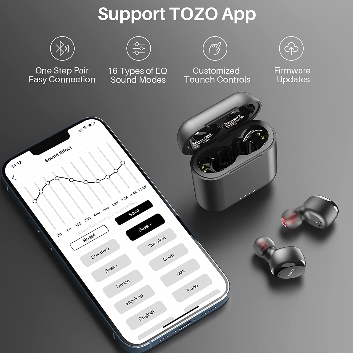 TOZO T6 S Tai nghe bluetooth, Tai nghe True Wireless, TWS , Bluetooth 5.3, chống nước IPX8, chống ồn - Hàng chính hãng