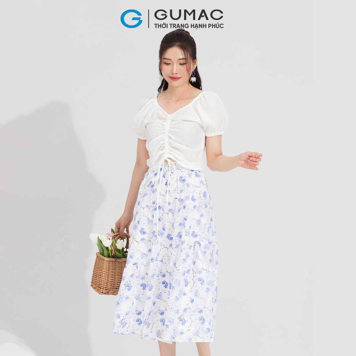 Chân váy hoa rã tầng GUMAC VD05044