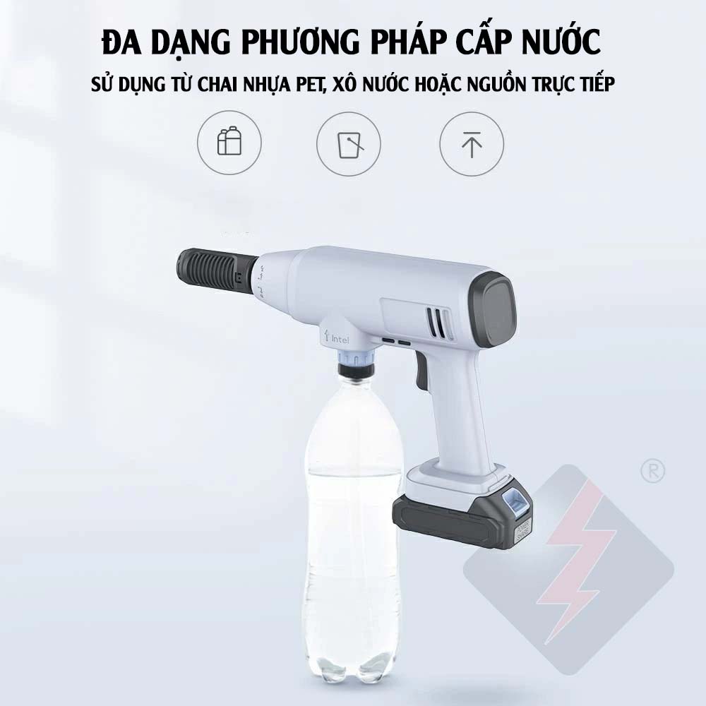 Máy rửa xe không dây di động, máy rửa xe có thể sạc Pin Lithium 25000 mAh Áp lực nước 65Bar, Trọng lượng 3,5kg màu trắng