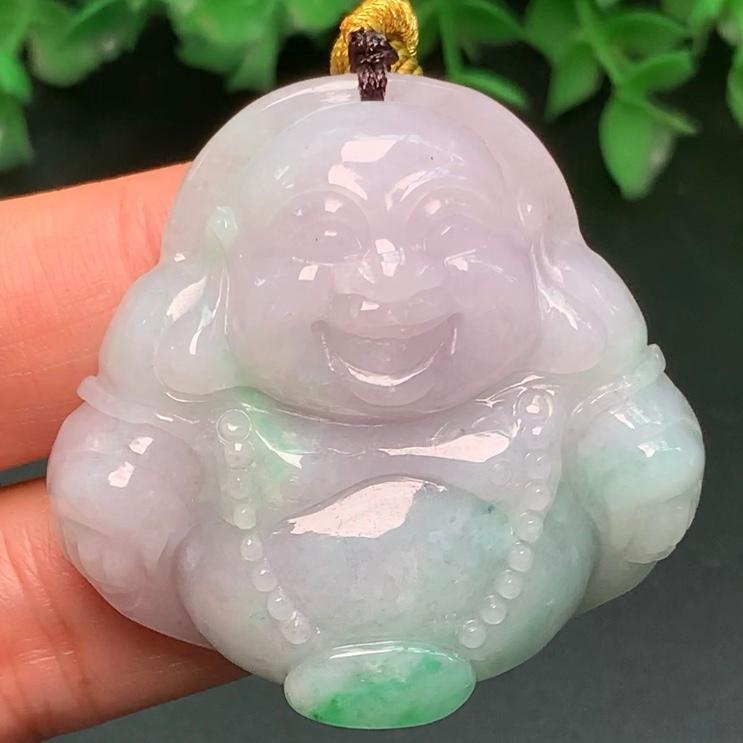 Mặt Phật Di lặc xanh Ngọc phỉ thúy tự nhiên Jadeite A