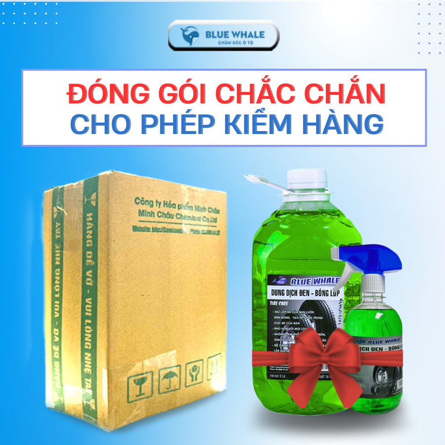 Combo chăm sóc làm đen bóng lốp (can 2L + bình 500ml) phù hợp với mọi loại lốp ô tô, xe máy, xe đạp điện