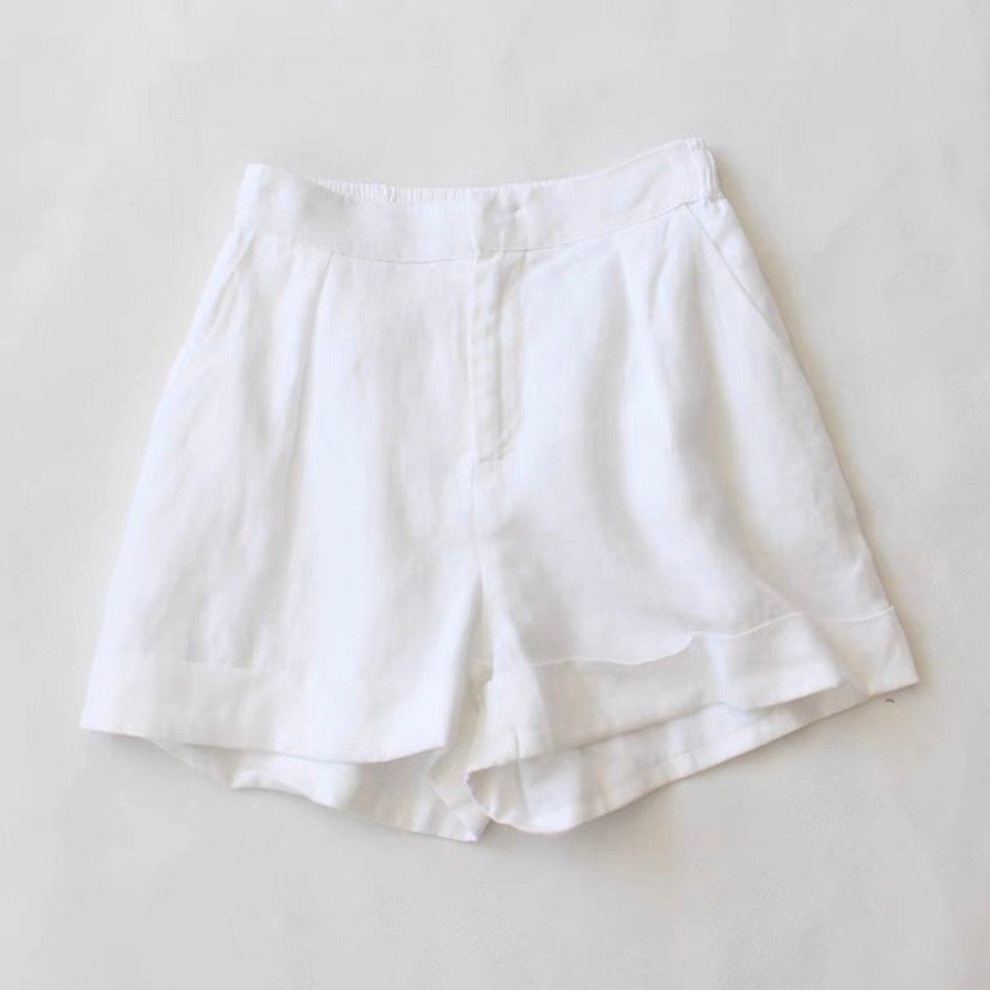 Quần sóc nữ ống rộng Linen Bột Premium xắn gấu lưng chun, có 3 màu lựa chọn