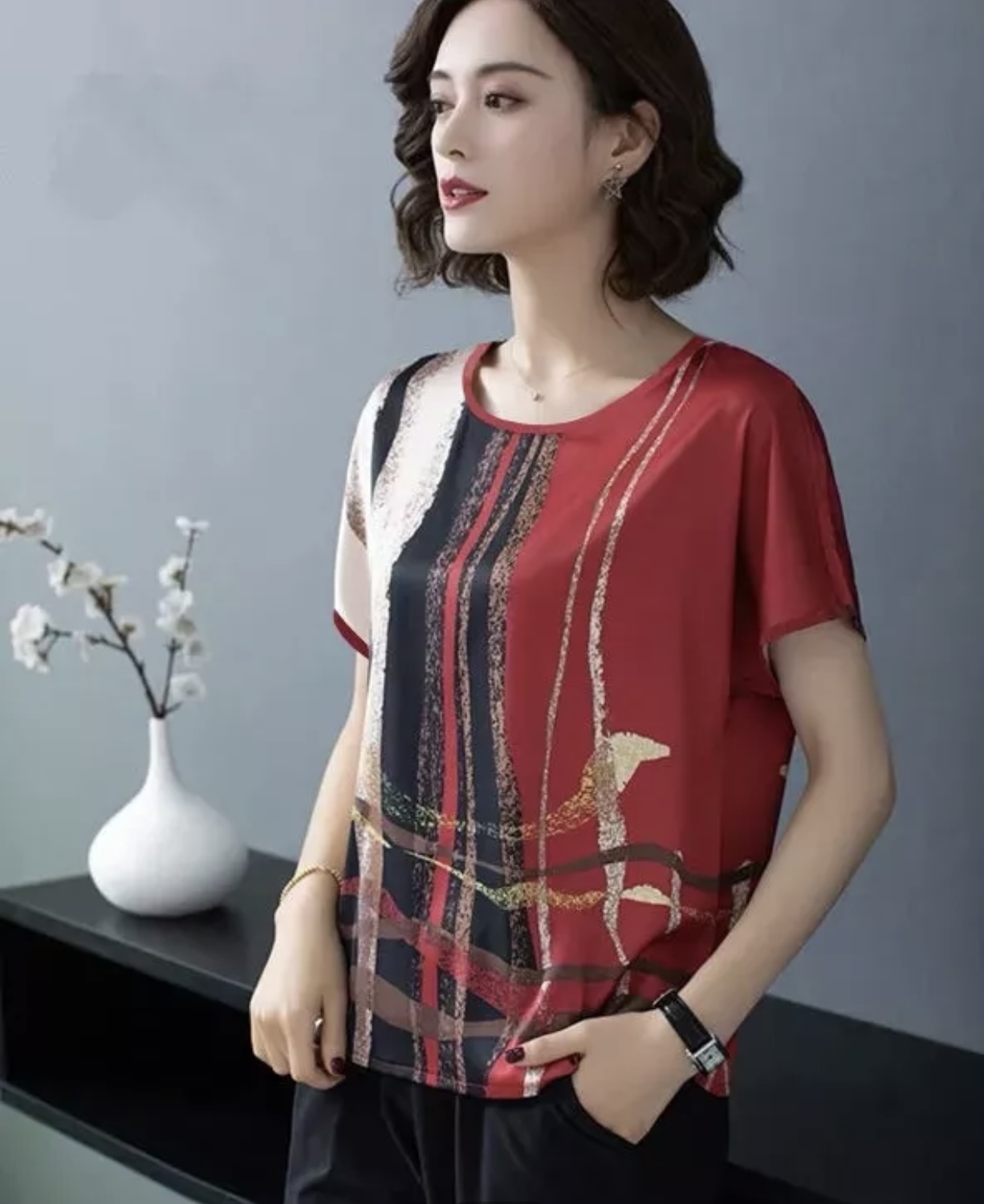 Áo thun trung niên, áo quý bà, áo big size. Hàng chuẩn đẹp sang trọng. Áo có 2 màu
