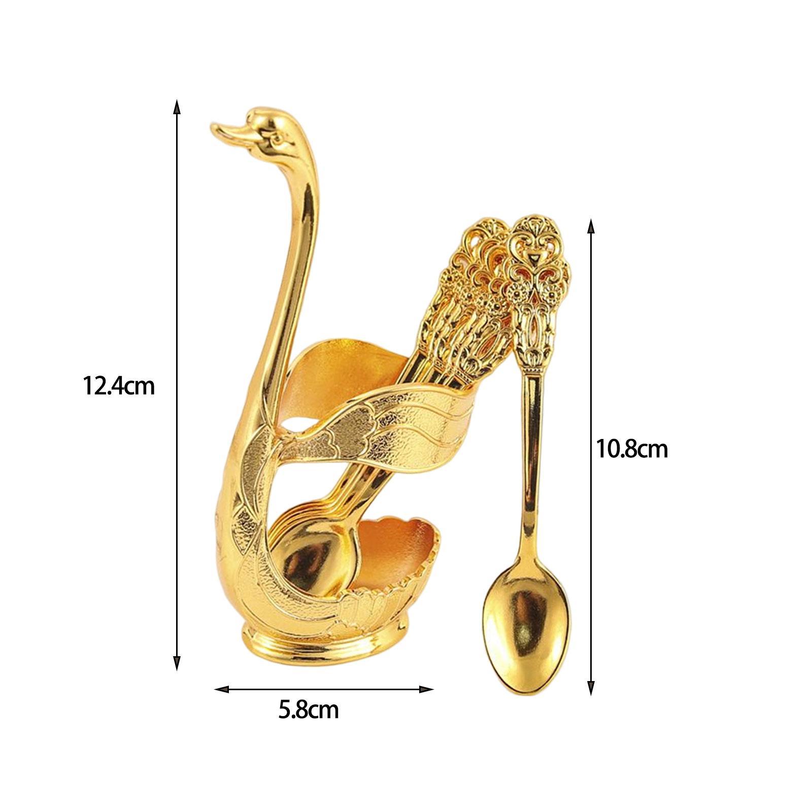 Creative Decorative Swan Base Holder Set Ice Cream Spoons Dinnerware Set for Restaurant Decor