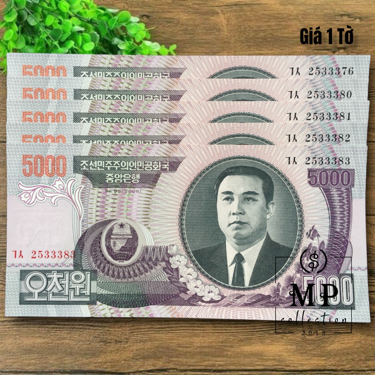 Combo 2 tờ  xưa Bắc Triều Tiên 1000 5000 Won sưu tầm , - Mới 100% UNC , châu Á, sưu tầm