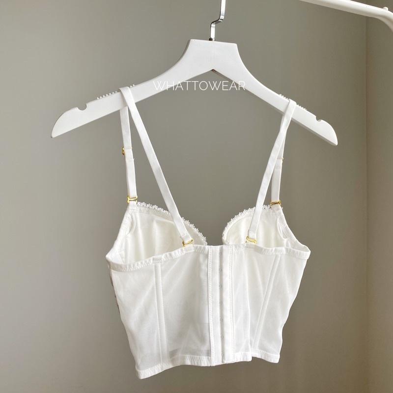 Áo bralette ren hoa trắng có gọng măc cài sau lưng
