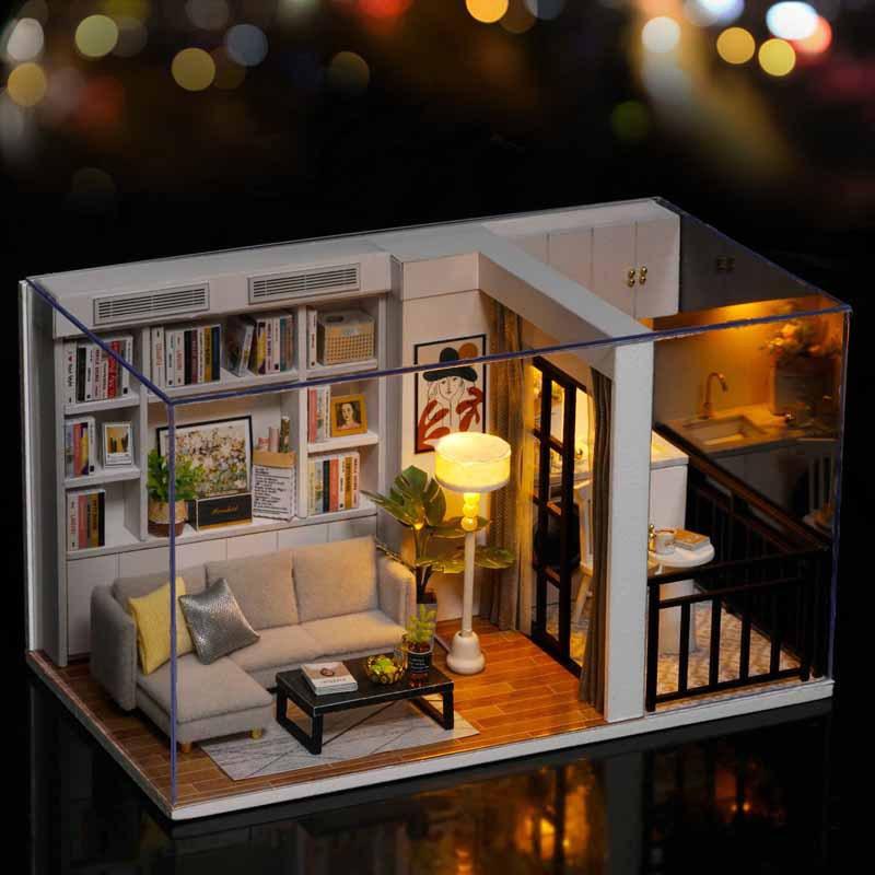 Mô hình nhà búp bê DIY Doll House Miniature_ GENKI LIFE _Tặng TẤM CHE BỤI + KEO