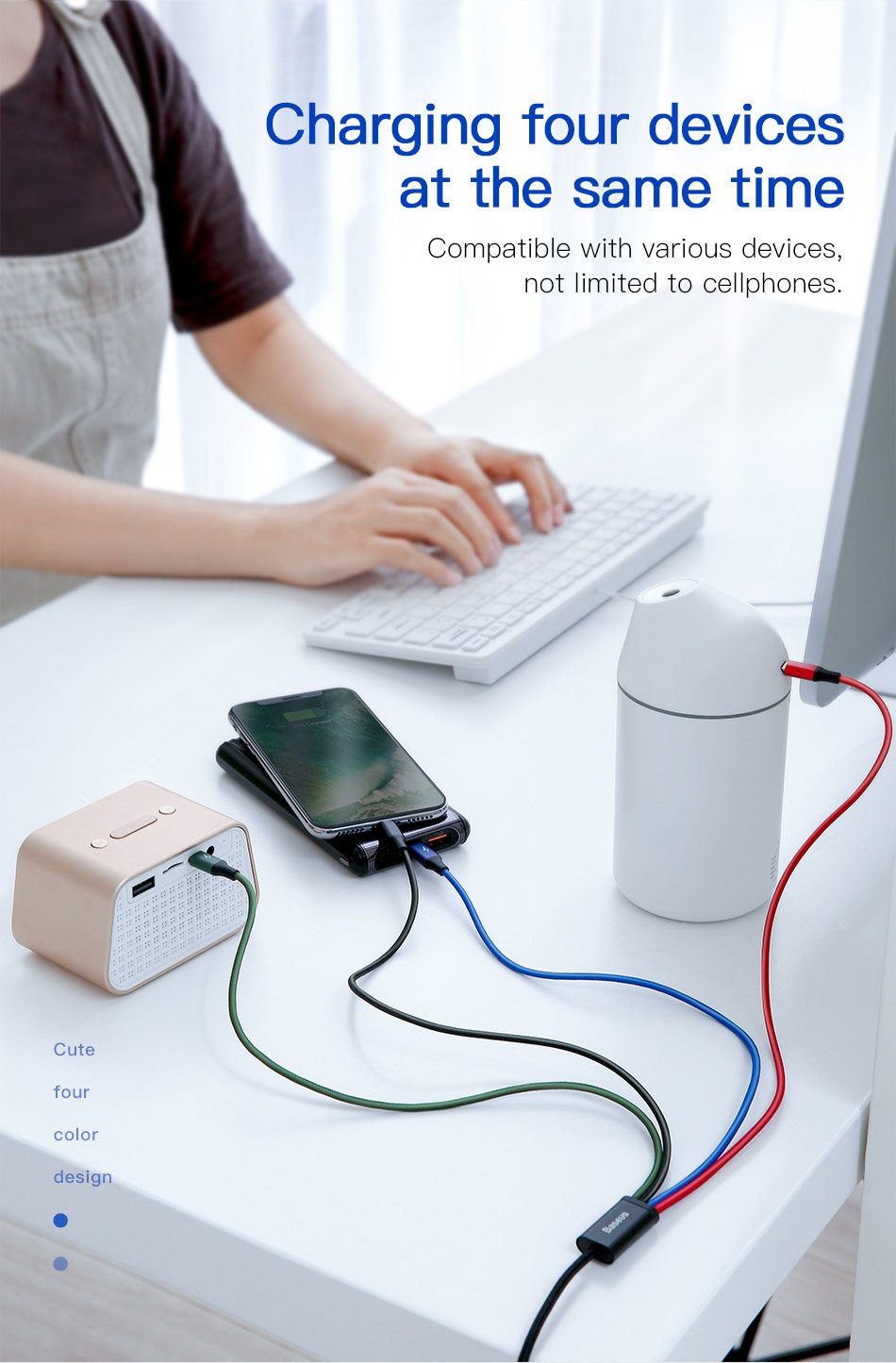 Cáp sạc đa năng 4in1 Baseus Rapid Series CA1T4 3.5A 1.2M USB to 2 L+T+M- hàng chính hãng