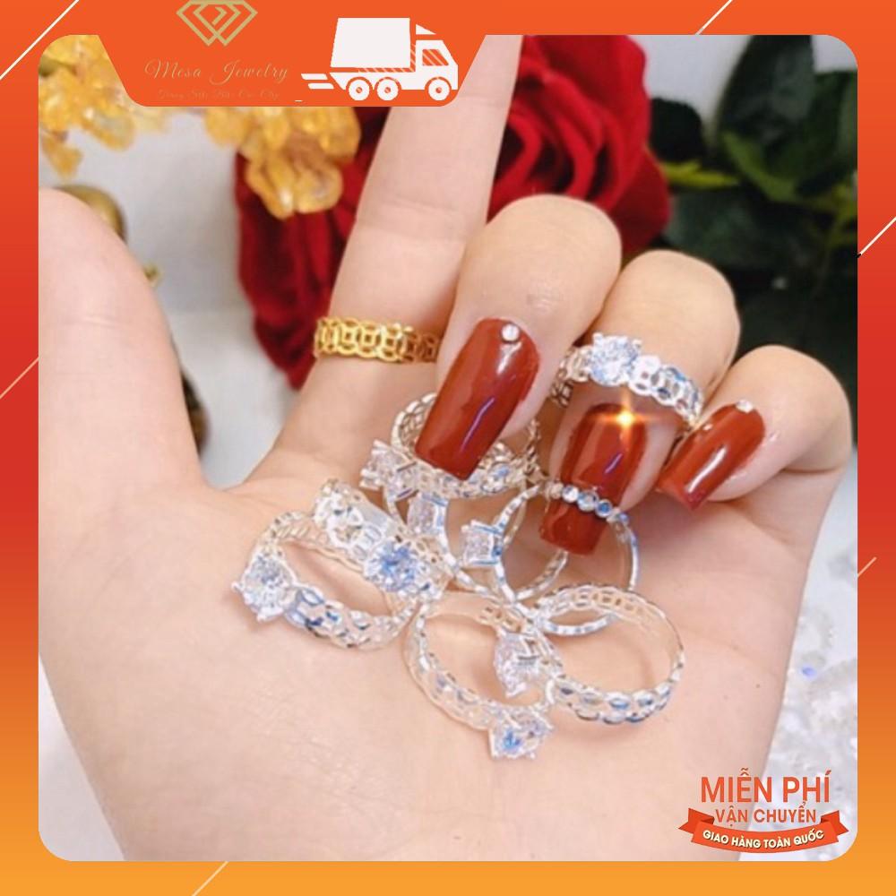 Nhẫn kim tiền đính đá nhỏ