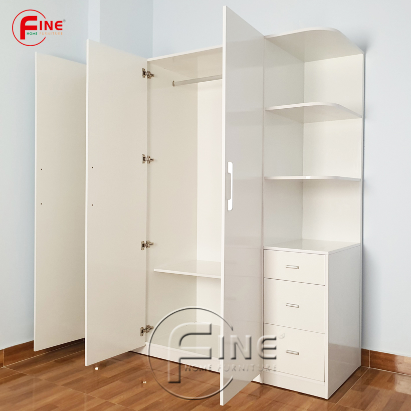 Tủ Quần Áo Sang Trọng FINE FT060T Thiết kế hiện đại, các ngăn tủ rất rộng để xếp gọn và treo quần áo thoải mái