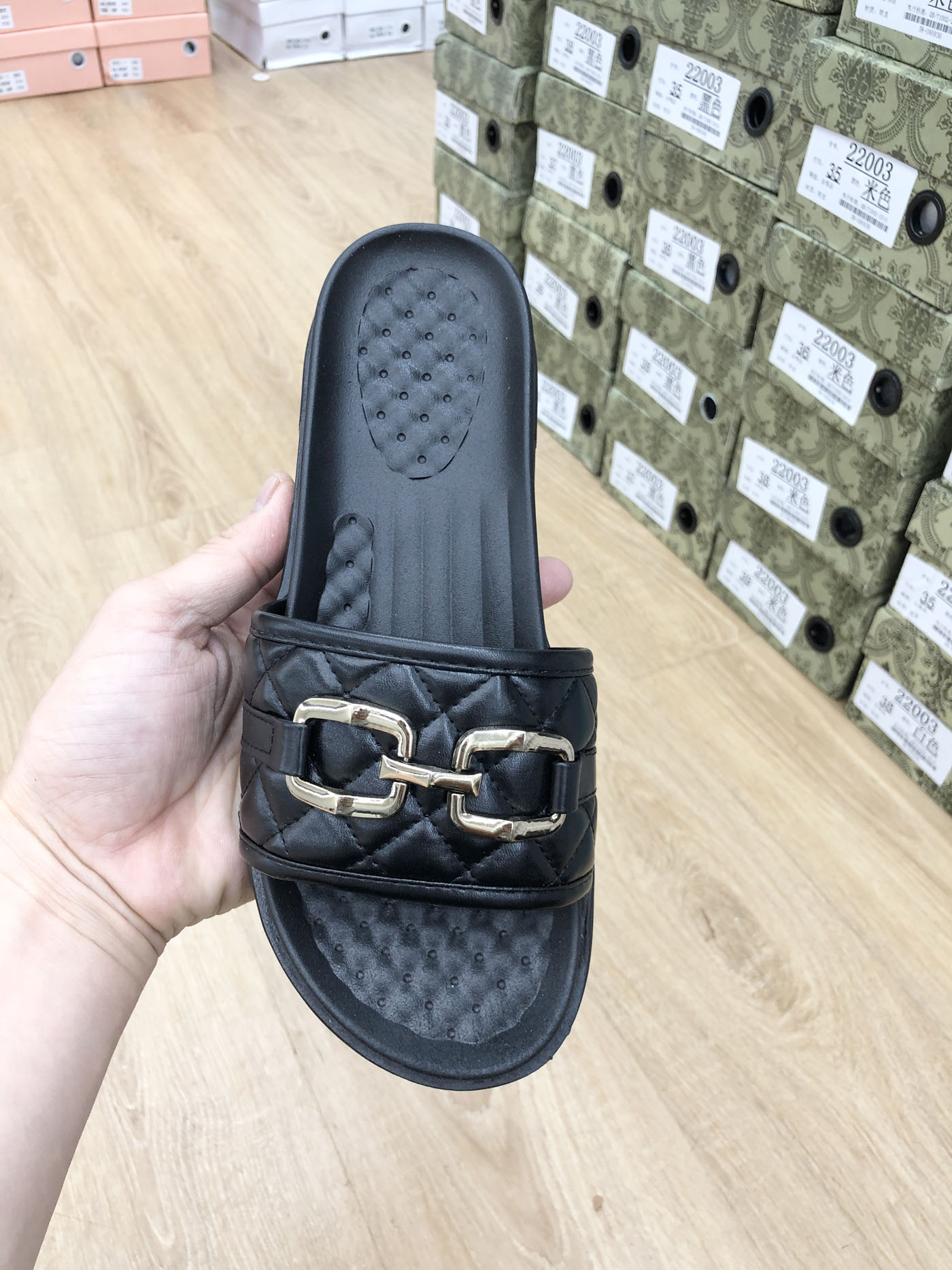 Dép bánh mì nữ, trần trám, quai xích DN663