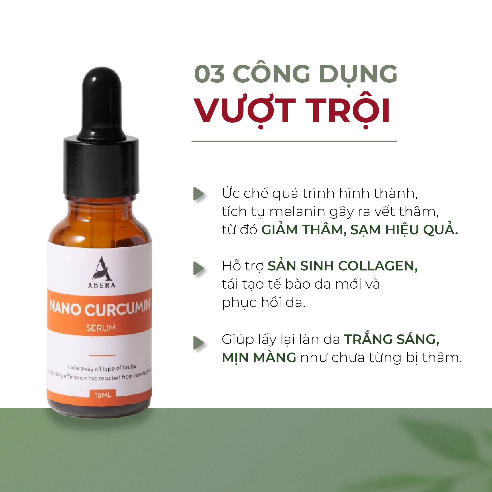 Serum Nghệ Đỏ Nano Abera - 15ML Làm Mờ Thâm Mụn, Thâm Quầng Mắt , Tinh Chất Dưỡng Trắng Da