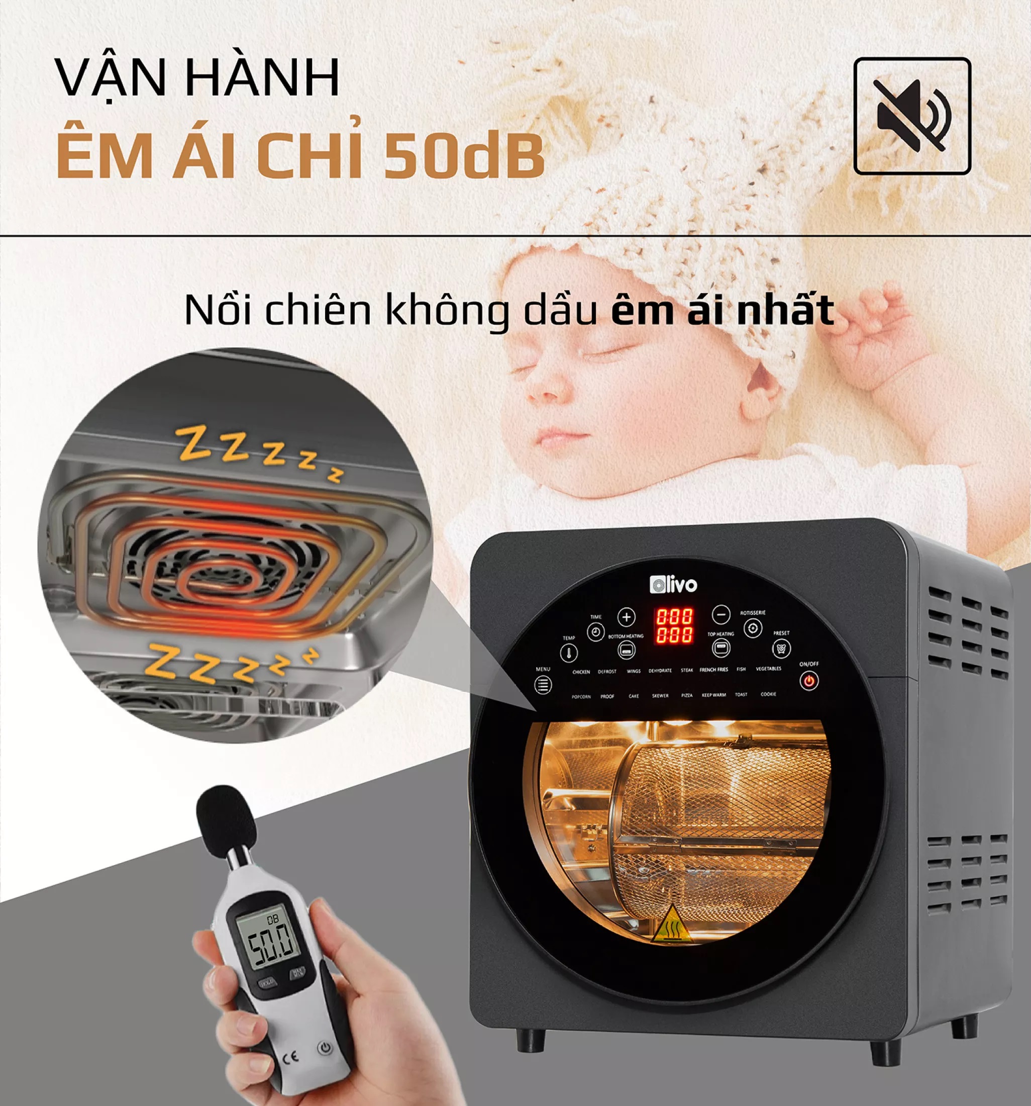 (HÀNG CHÍNH HÃNG) Nồi chiên không dầu Olivo AF15 - Thương hiệu Mỹ - 15 lít - 2.000W - BH 24 tháng