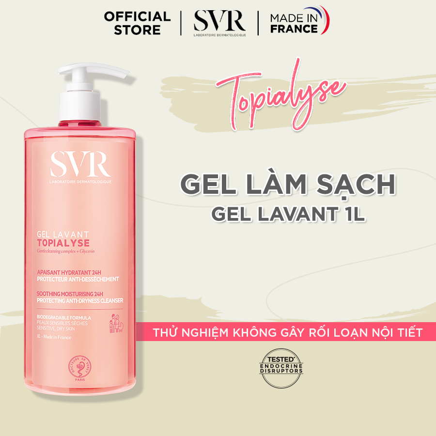 Gel làm sạch dịu nhẹ dành cho da nhạy cảm, da khô và viêm da cơ địa SVR TOPIALYSE Gel Lavant 1L