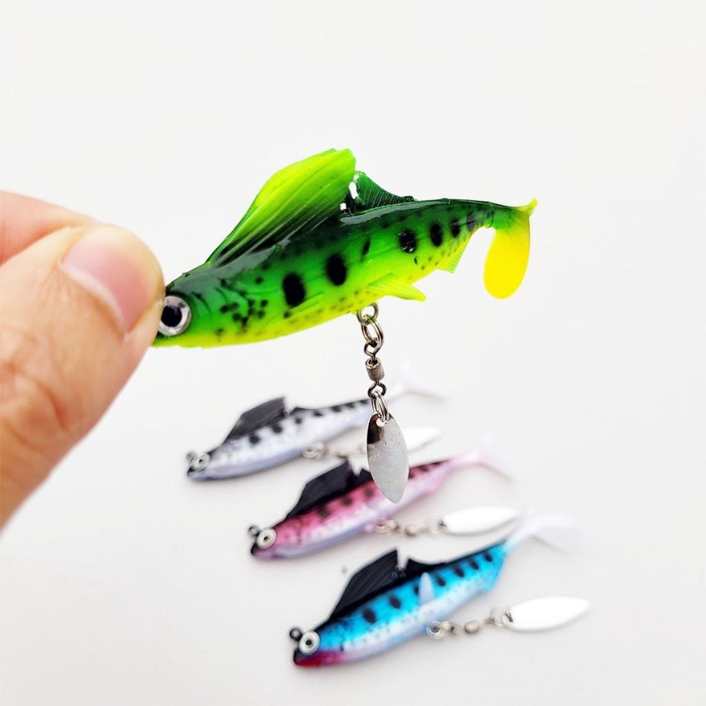 Mồi câu lure cá lóc mồi mềm giả cá thòi lòi mồi câu lure có thìa thu hút cá khi chuyển động nặng 12gram