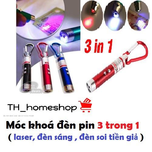 Móc khóa đèn pin laser 3in1