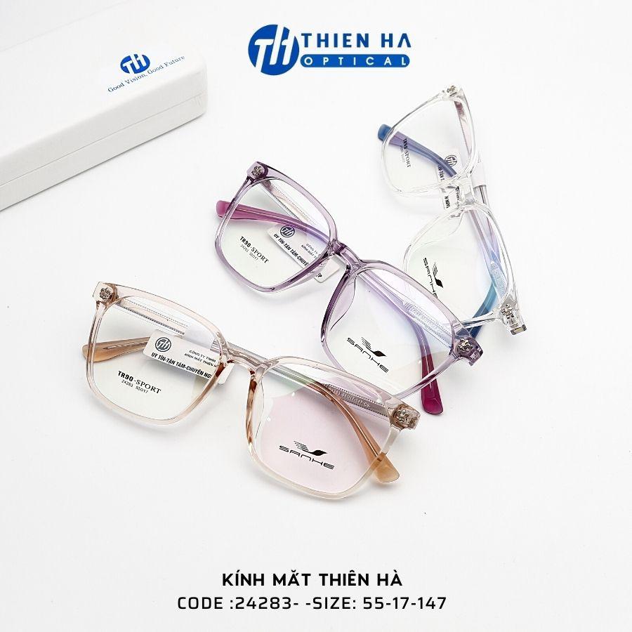 Gọng kính vuông nam nữ Kính Mắt Thiên Hà chất liệu nhựa dẻo nhẹ càng kính cốt thép chắc chắn, unisex dễ đeo Shanhe 24283