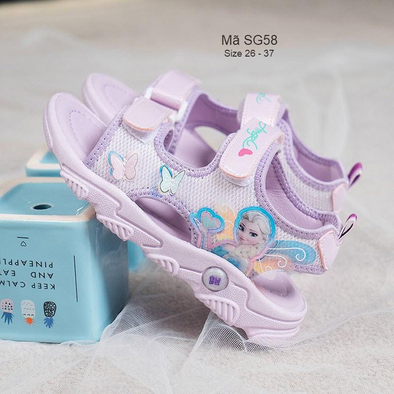 Sandal bé gái hình Elsa SG58 dép 2 quai mềm màu tím thời trang cho bé gái đi học đi biển năng động và cá tính