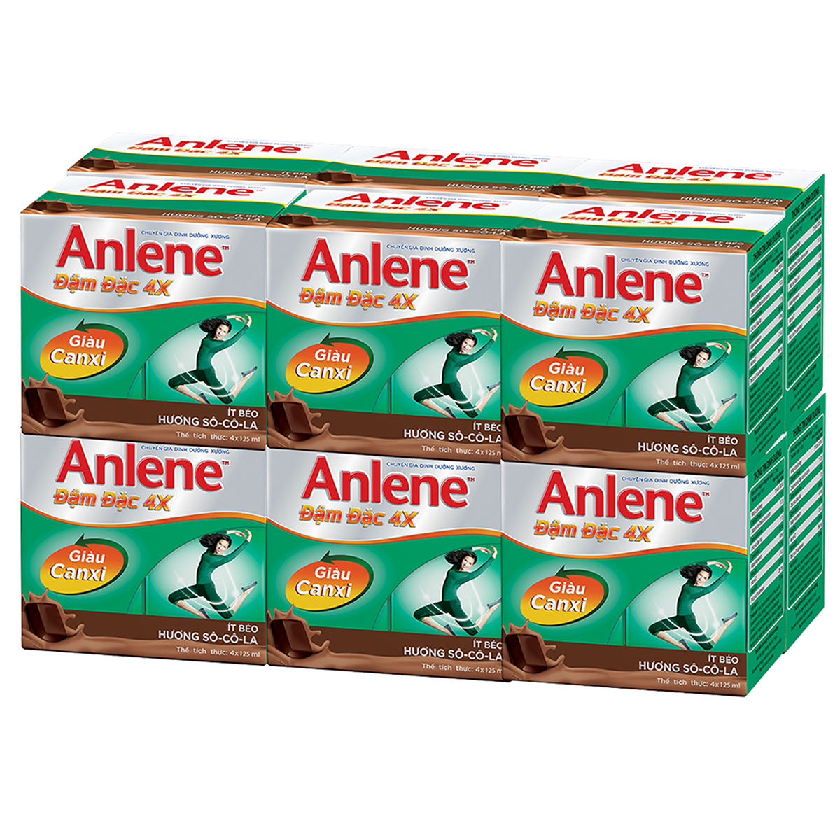 Thùng 48 Hộp Sữa Anlene Đậm Đặc 4X Ít Béo Hương Sô-Cô-La (12 x 4 x 125 ml)