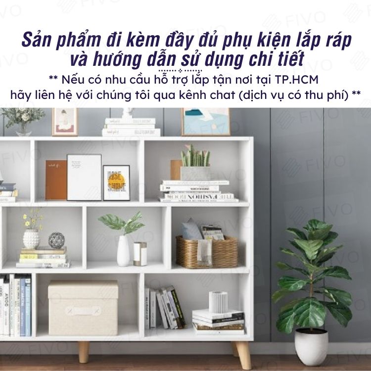 Tủ Sách Gỗ MDF FIVO FB60C3X (100 x 24 x 107cm) Thiết Kế Hiện Đại (Có Kèm Tấm Lưng) - Hàng Chính Hãng