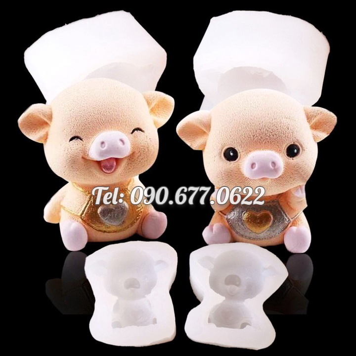 Bộ 2 khuôn silicone làm bánh, rau câu heo con tình yêu - Mã số 1451