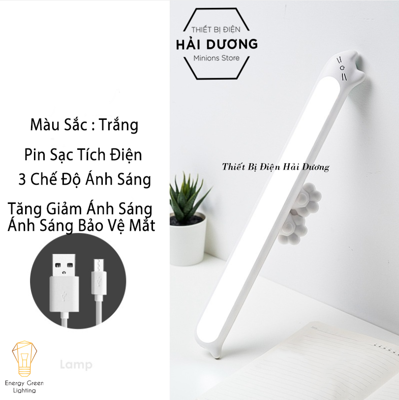 Đèn Led đọc sách học bài làm việc đầu mèo dễ thương WH-B04 dán tường - dán tủ - 3 chế độ ánh sáng - tăng giảm ánh sáng - Có Video