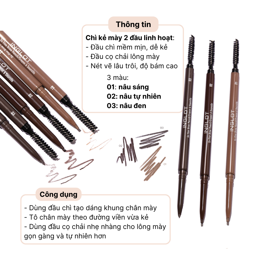 Chì kẻ chân mày màu tự nhiên lâu trôi So Fine Inglot (0.09g)