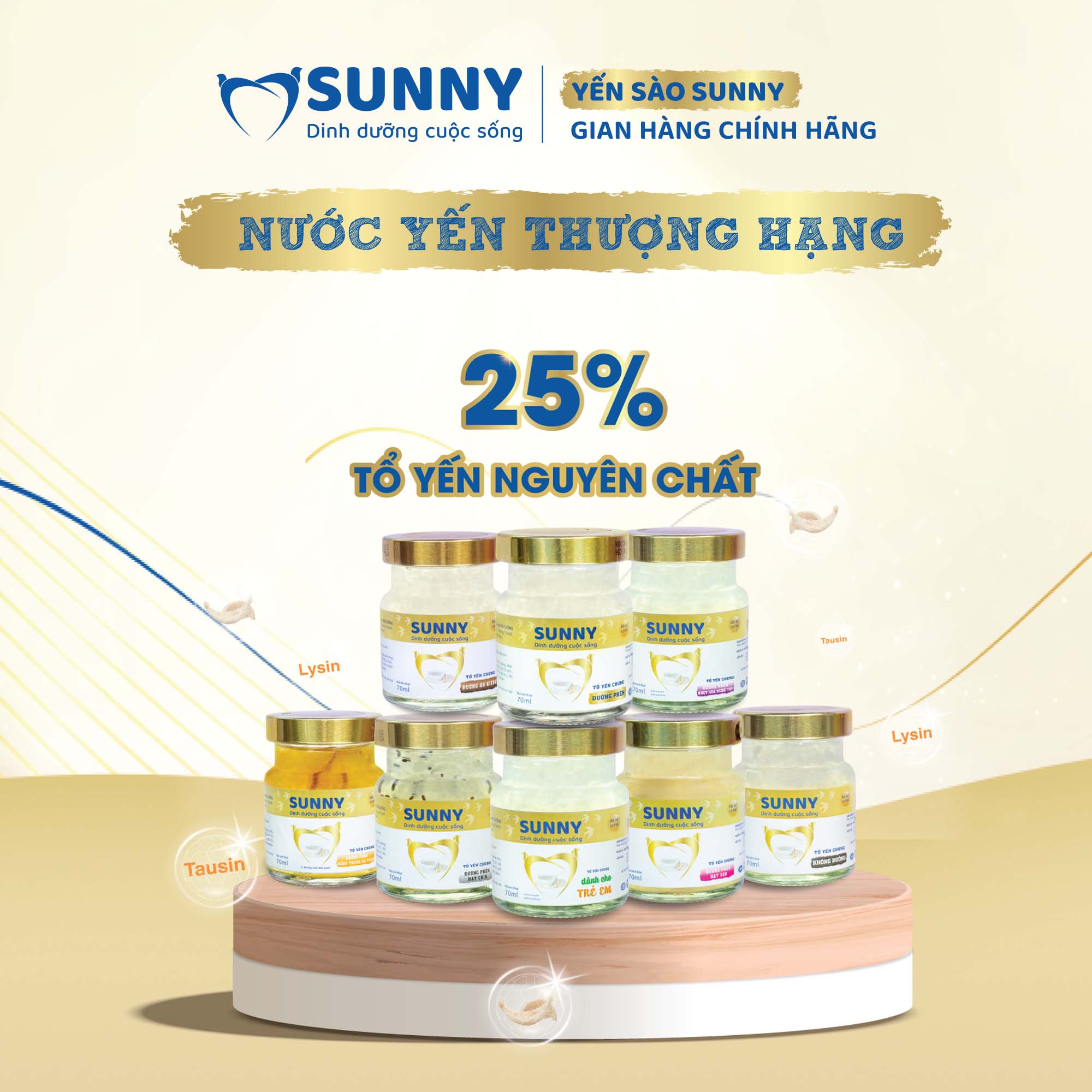 Yến đường phèn - Yến Sào Khánh Hòa chưng sẳn - 25% Yến thô - 70ml/hũ - Yến sào SUNNY