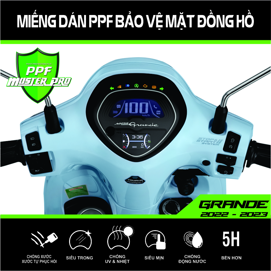 Miếng Dán PPF Bảo Vệ Mặt Đồng Hồ Xe Grande 2019 - 2021 - Grande 2020- 2023 | Chất Liệu Film PPF