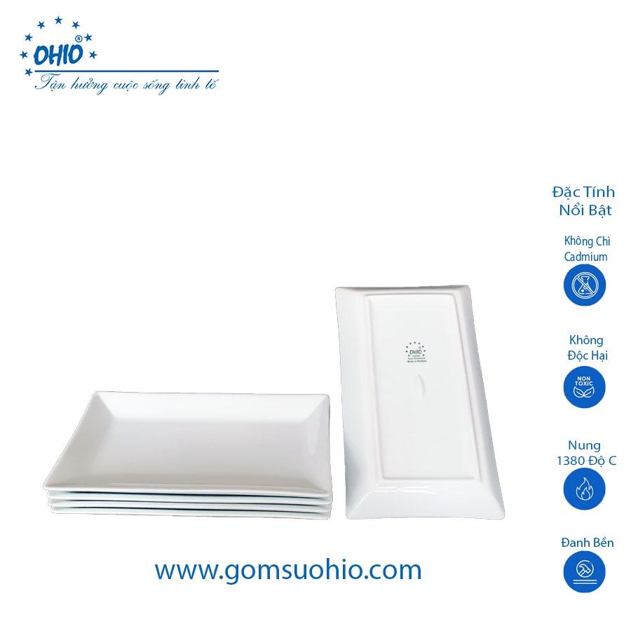 Khay Chữ Nhật 30cm Sứ Trắng OHIO