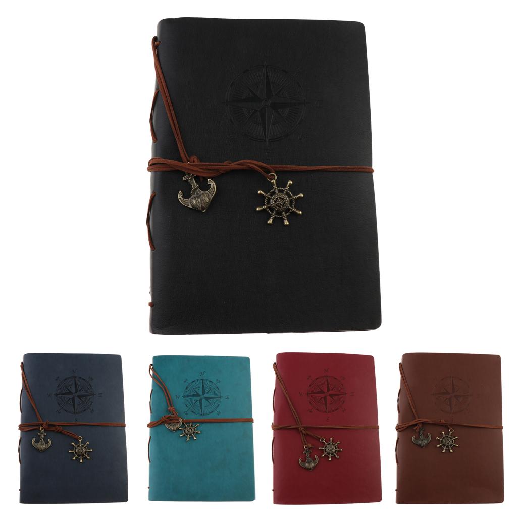 Leather Notebook Portable Loose Leaf Blank Notebook for Travel Black