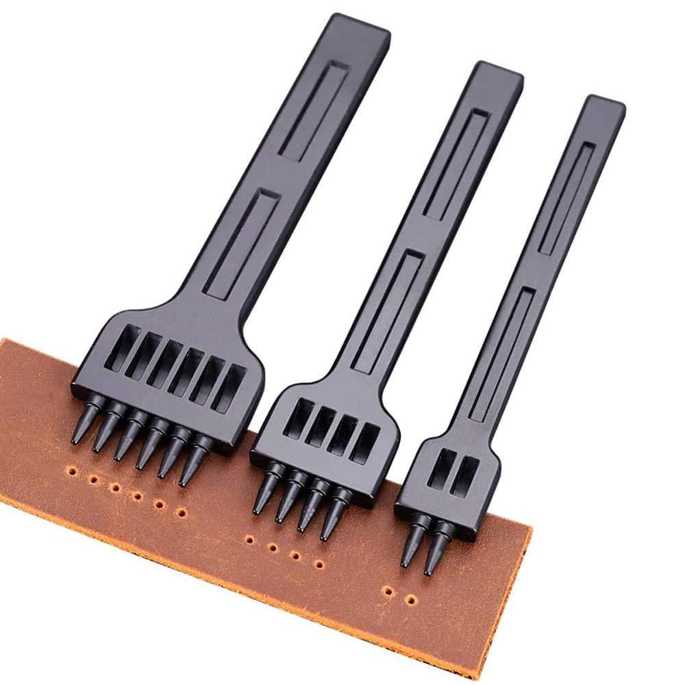 3 mảnh công cụ đấm lỗ, dụng cụ đấm bằng da, đục da, chuyên gia DIY/Craft Metal 2/4/6 Prong Leather -Drafting Damping Dụng cụ dập cho thắt lưng, da, vòng tay, thẻ