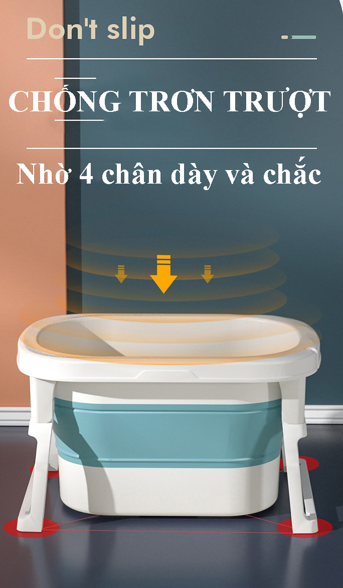 Thau tắm, bồn tắm, chậu tắm cho bé gấp gọn từ 0-10 tuổi, có 2 nấc, có rãnh cắm vòi sen tiện lợi cho bé (loại lớn dày)