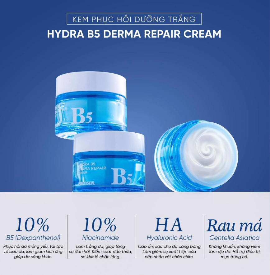 Kem Dưỡng Cấp Ẩm Trắng Da Prettyskin Hydra B5 Derma Repair Cream