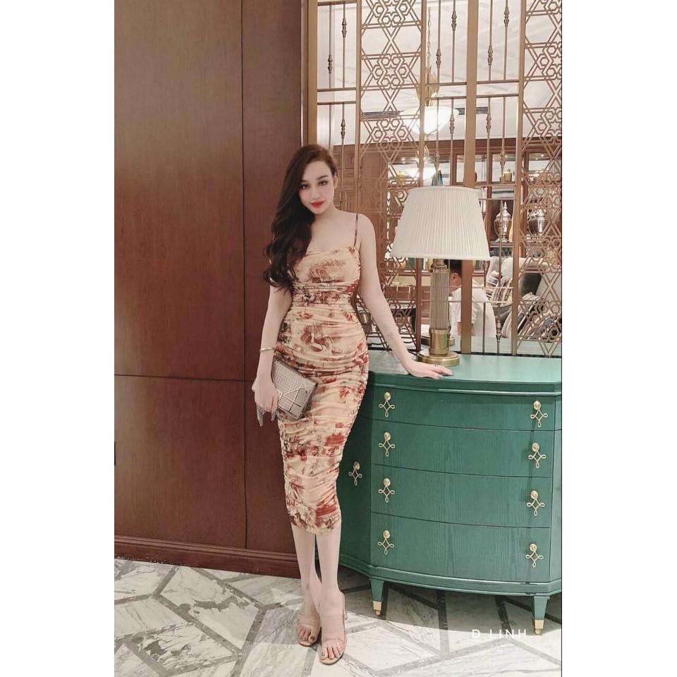Đầm body 2 dây in hoa quyến rũ