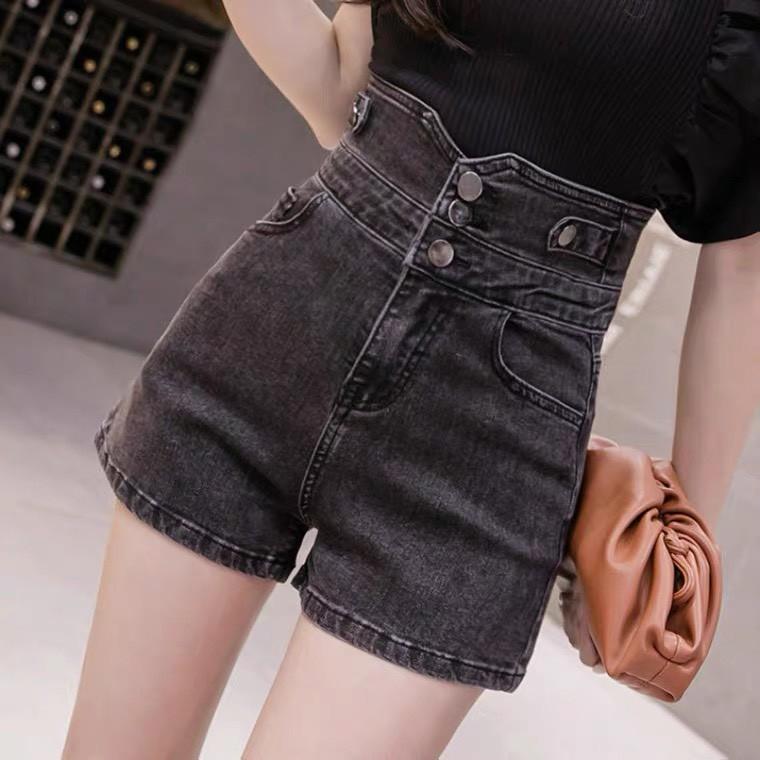 Quần short nữ lưng cao King168 , quần short jean nữ co dãn nhẹ cao cấp tq07