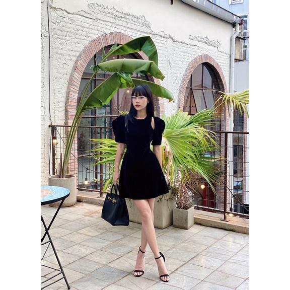 Đầm nhung ôm A vai cutout cá tính Colin dress