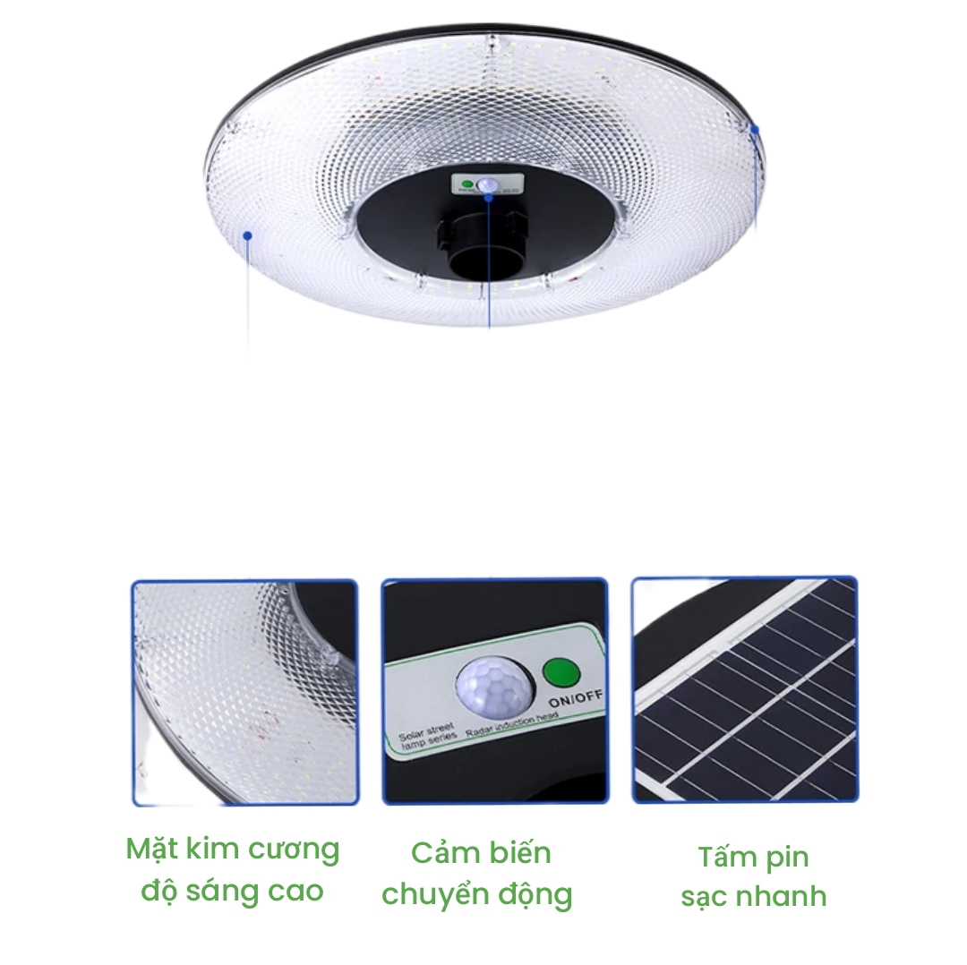 Đèn Năng Lượng Mặt Trời UFO VẠN NĂNG 500W Ánh Sáng vàng - trắng - trung tính