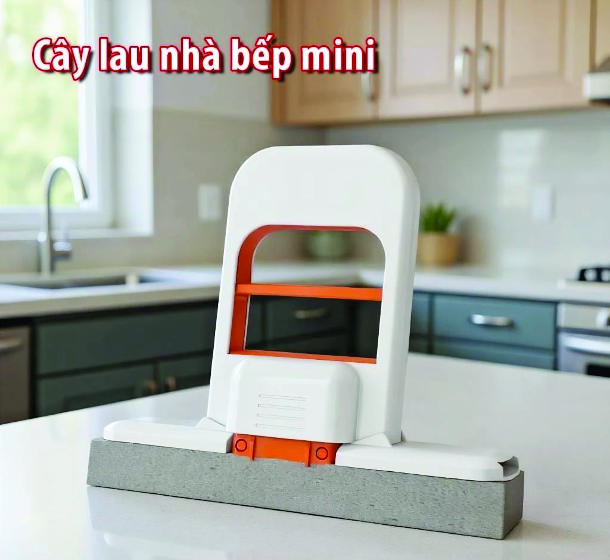 Cây Lau Nhà Bếp Mini Cây Lau Bàn Bếp Tự Vắt Thông Minh, Cây Lau Đa Năng Bọt Biển Siêu Thấm Hút