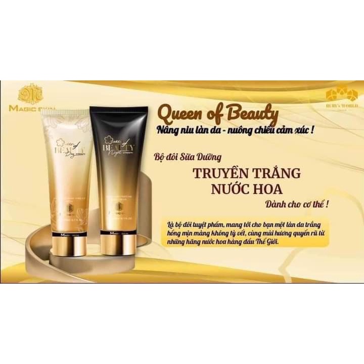 Bộ Đôi Sữa Dưỡng Truyền Trắng Nước Hoa Queen Of Beauty Magic Skin - Tái Sinh Làn Da Mới Đẹp Kiêu Sa