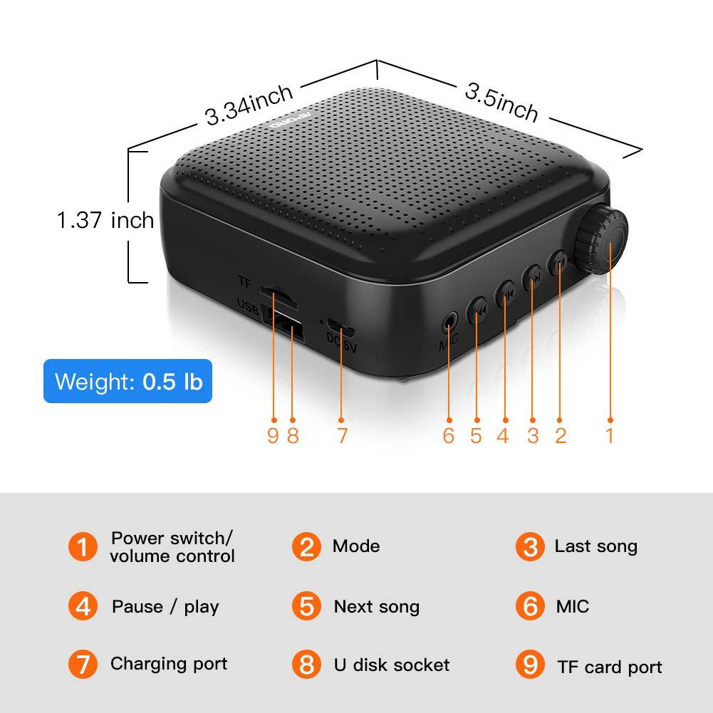 Bộ khuếch đại giọng nói di động Megaphone Audio loa âm thanh mini với loa siêu nhẹ có thể sạc lại micro cho giáo viên