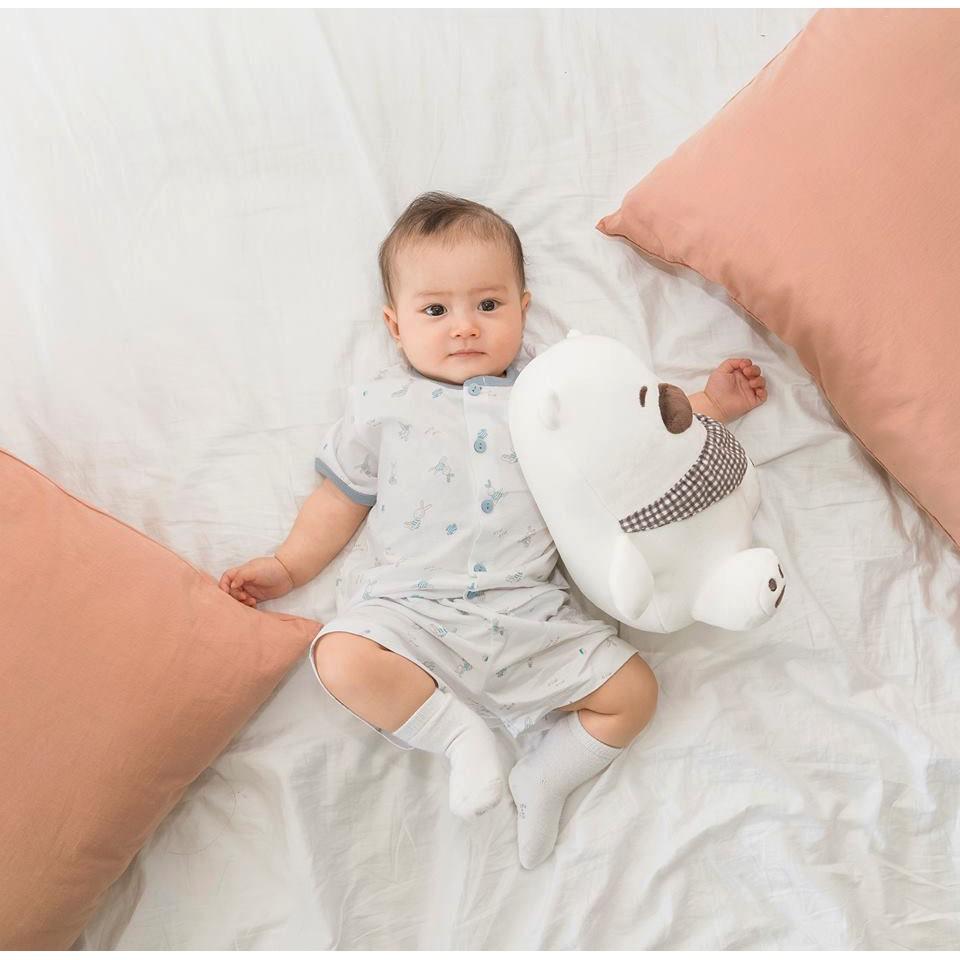 Bộ quần áo Miomio ngắn tay cài giữa 100% cotton mỏng mát