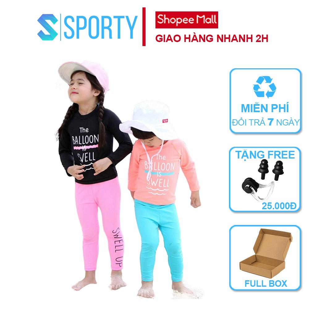 Đồ Bơi Trẻ Em - Áo Bơi Dài Tay Đen Kèm Quần Dài Hồng SPORTY SW2083