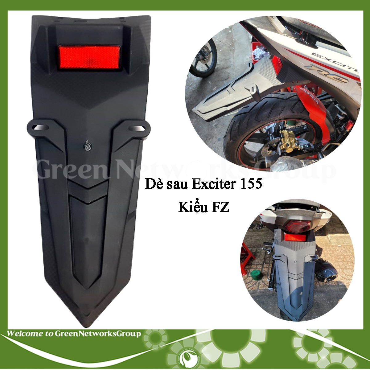 Dè sau Exciter 155 kiểu FZ 2021 - Dè chắn bùn sau dành cho Exciter 155 VVA kiểu FZ Green Networks Group