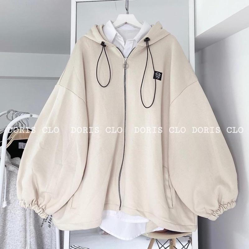 Áo Khoác Nữ Form Rộng Thêu Logo Bò Sữa 2 màu Vải Nhung Gân