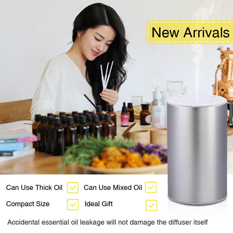 Máy phun tinh dầu trực tiếp không dùng nước, tích hợp pin sạc 8 tiếng, vỏ nhôm nguyên khối