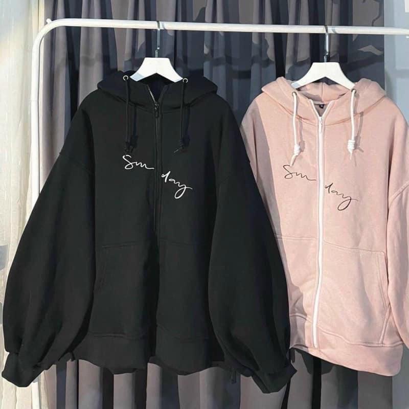 Áo khoác nỉ lót bông Sunday unisex full zip Áo Khoác Nỉ Lót Bông Dây Kéo form rộng ullzang Unisex